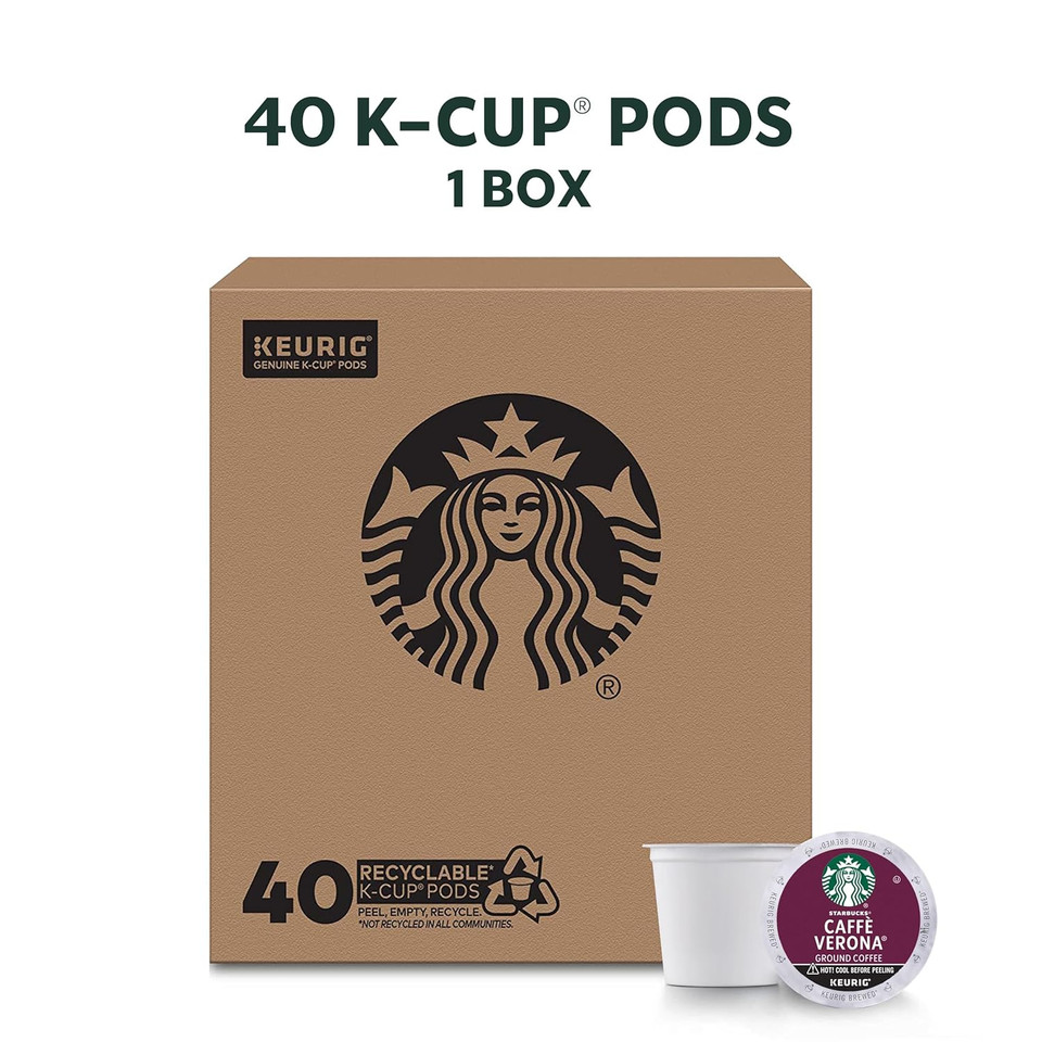 Starbucks K-Cup Coffee Podsã¢ÂDark Roast Coffeeã¢ÂCaffã£Â¨ Verona For Keurig Brewersã¢Â100% Arabicaã¢Â1 Box (40 Pods)