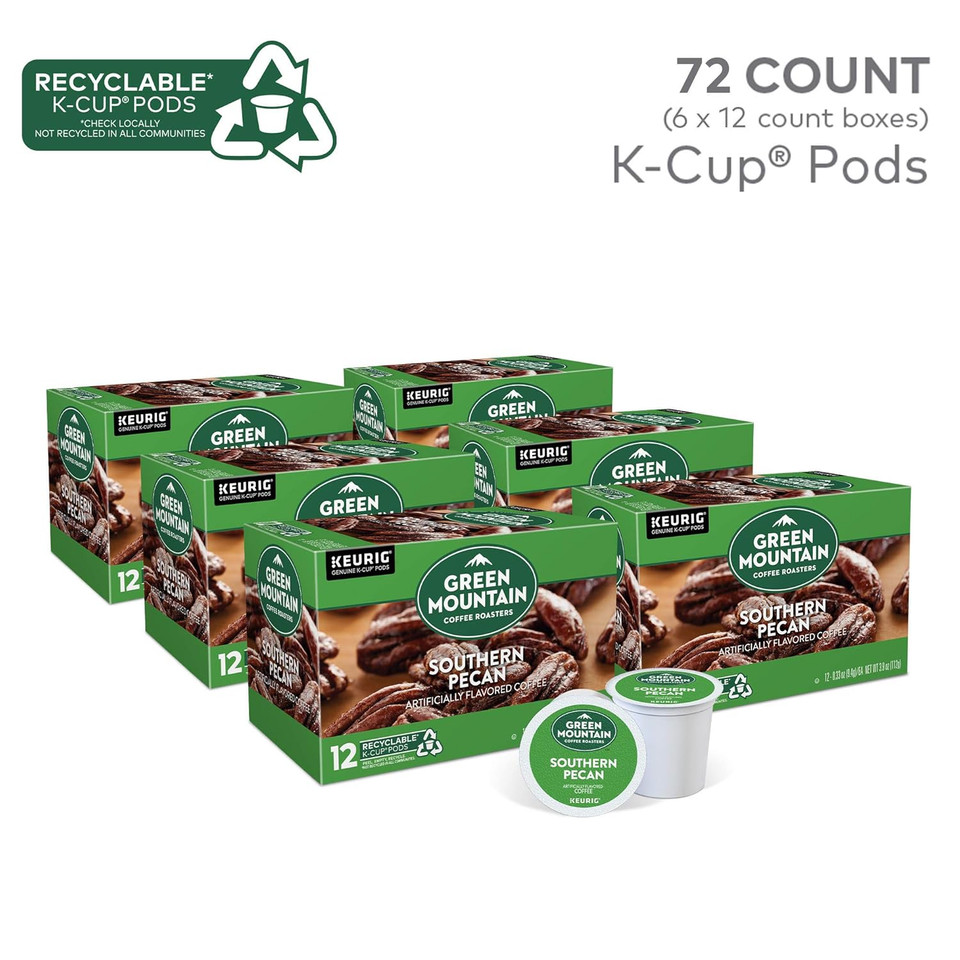 Green Mountain Coffee Roasters Southern Pecan Keurig Single-Serve K-Cup Pods, Light Roast Coffee, 72 Count (6 Packs Of 12)