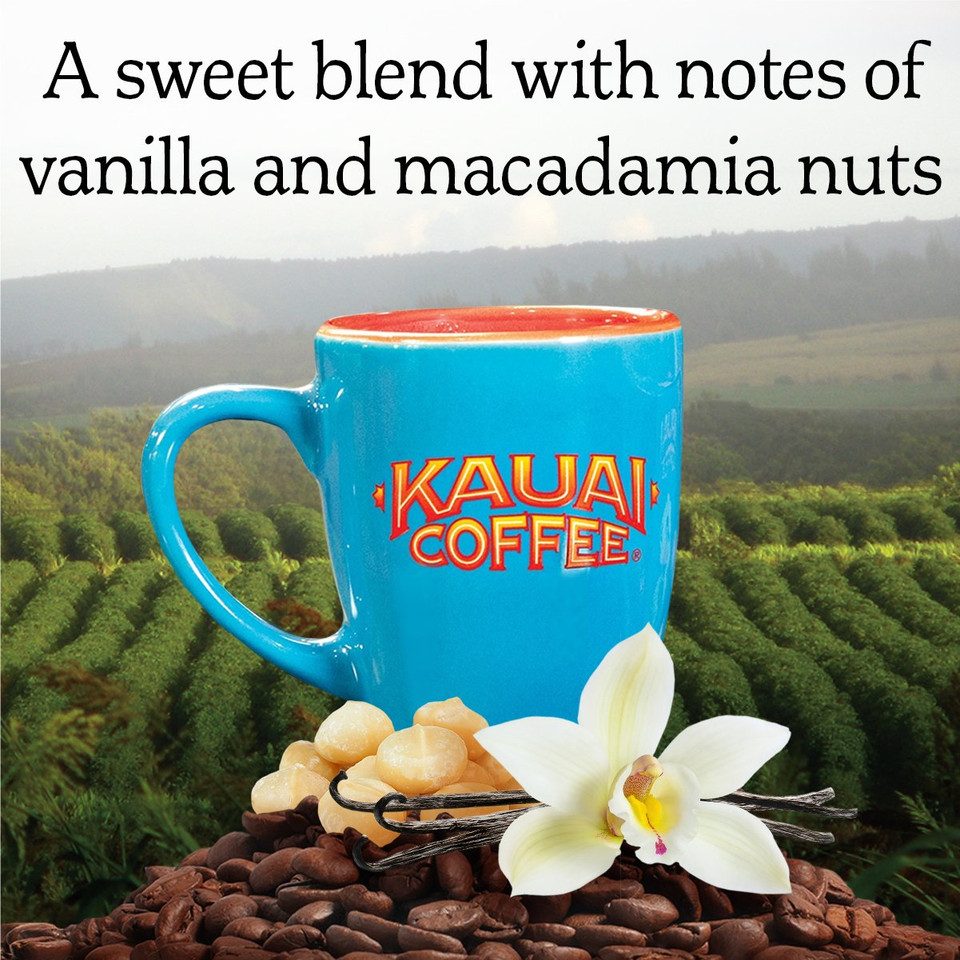Kauai Coffee Vanilla Macadamia Nut Medium Roast- Compatible With Keurig Pods K-Cup Brewers 12 Count(Pack Of 4)