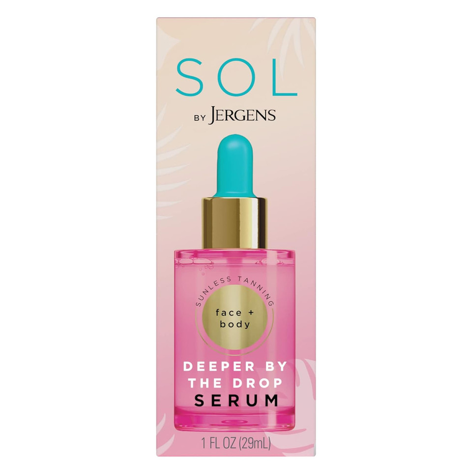 Jergens Sol Deeper By The Drop Self Tanning Drops, Tanning Water, Add To Lotions, Serums, And Oils For Custom Tan, For Year-Round Glow, 1 Fluid Ounce