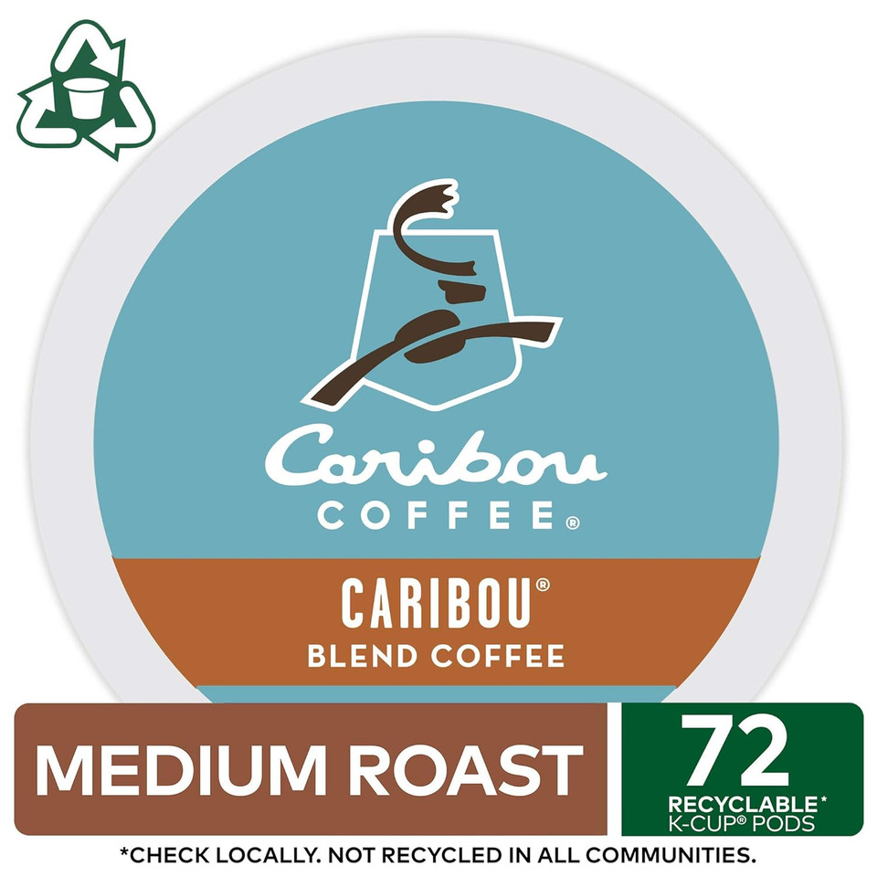 Caribou Coffee Caribou Blend Keurig Single-Serve K-Cup Pod, Medium Roast Coffee, 72 Count (6 Packs Of 12)