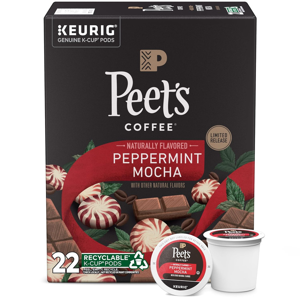 Peet'S Coffee, Flavored Coffee K-Cup Pods For Keurig Brewers - Peppermint Mocha 22 Count (1 Box Of 22 K-Cup Pods)