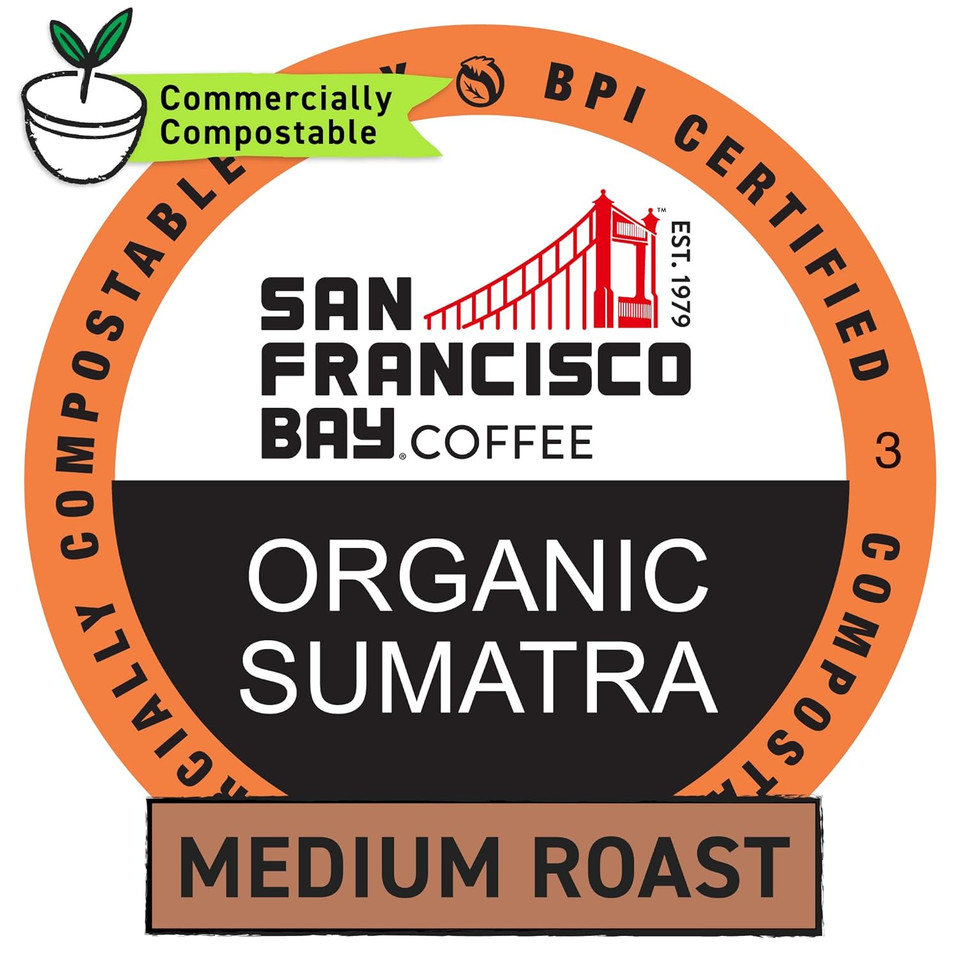 San Francisco Bay Compostable Coffee Pods - Organic Sumatra (80 Ct) Pack Of 1, K Cup Compatible Including Keurig 2.0, Medium Roast