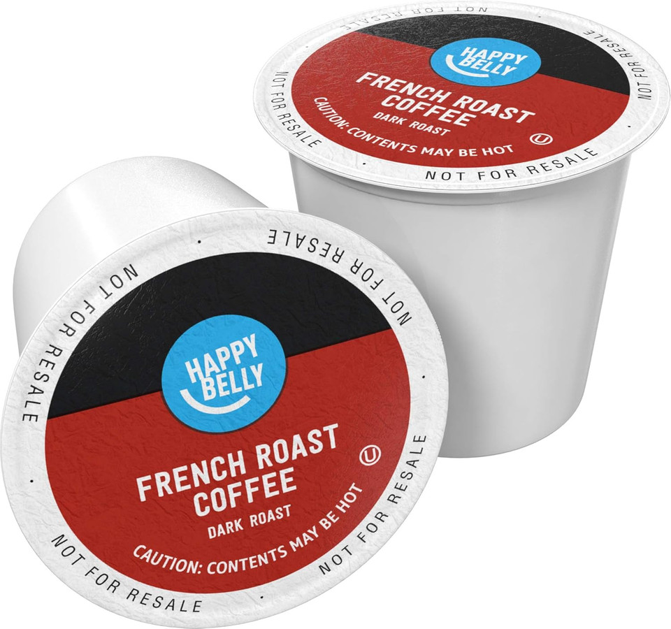 Amazon Brand - Happy Belly Dark Roast Coffee Pods, French Roast, Compatible With Keurig 2.0 K-Cup Brewers, 100 Count