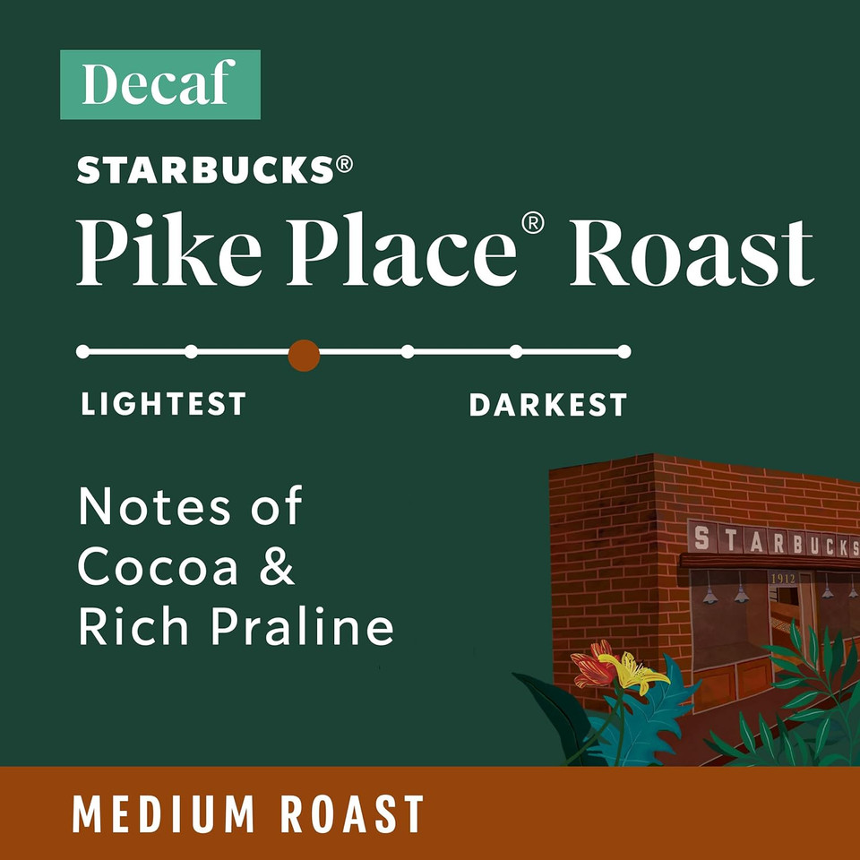 Starbucks K-Cup Coffee Podsã¢ÂMedium Roast Coffeeã¢ÂDecaf Pike Place Roastã¢Â100% Arabicaã¢Â4 Boxes (96 Pods Total)