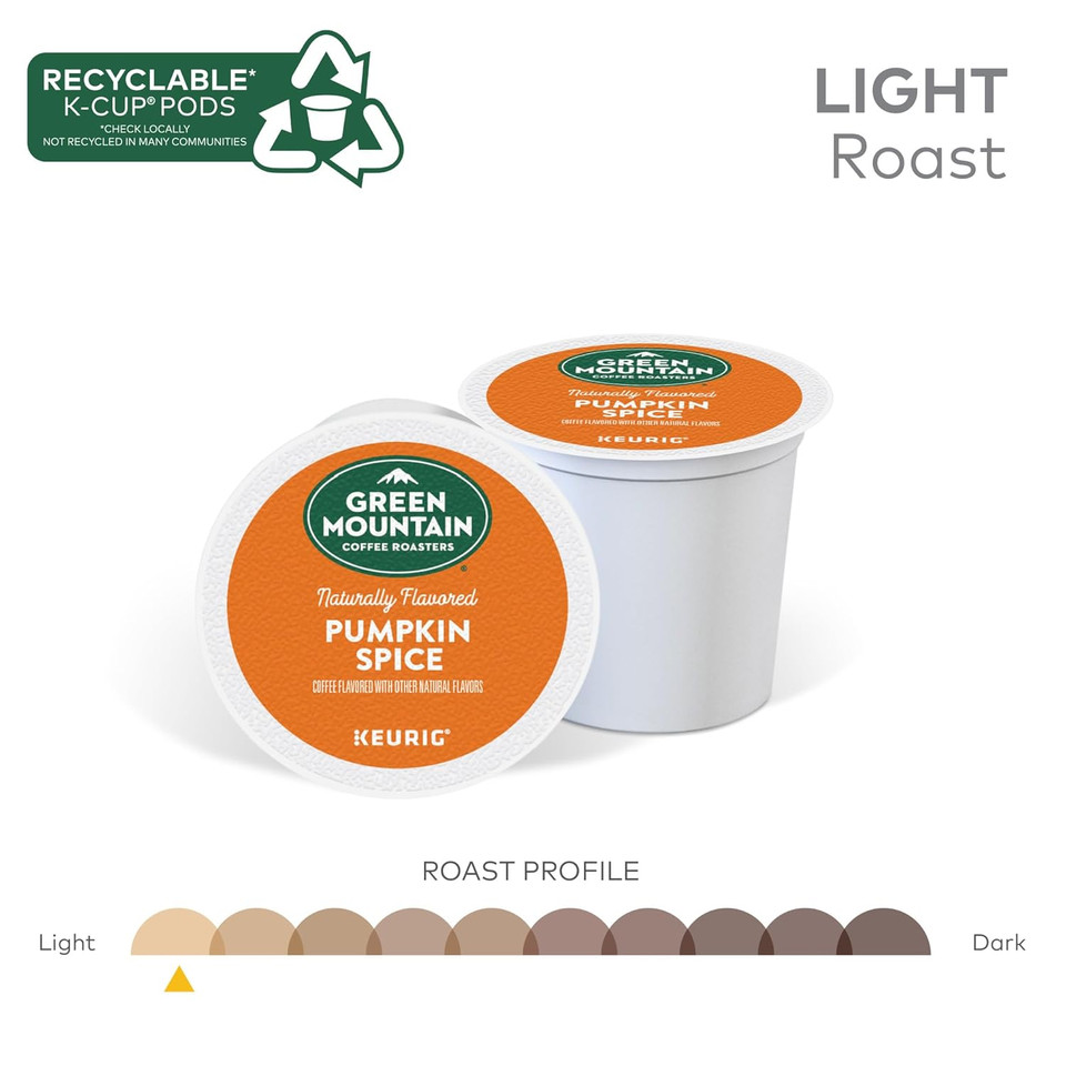 Green Mountain Coffee Roasters Pumpkin Spice Coffee, Keurig Single-Serve K-Cup Pods, Light Roast, 96 Count (4 Packs Of 24)