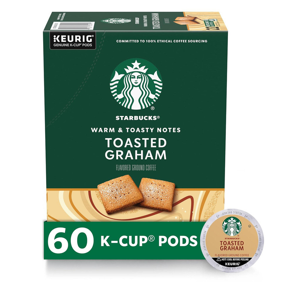 Starbucks Flavored K-Cup Coffee Pods, Toasted Graham For Keurig Brewers, 6 Boxes (60 Pods Total)