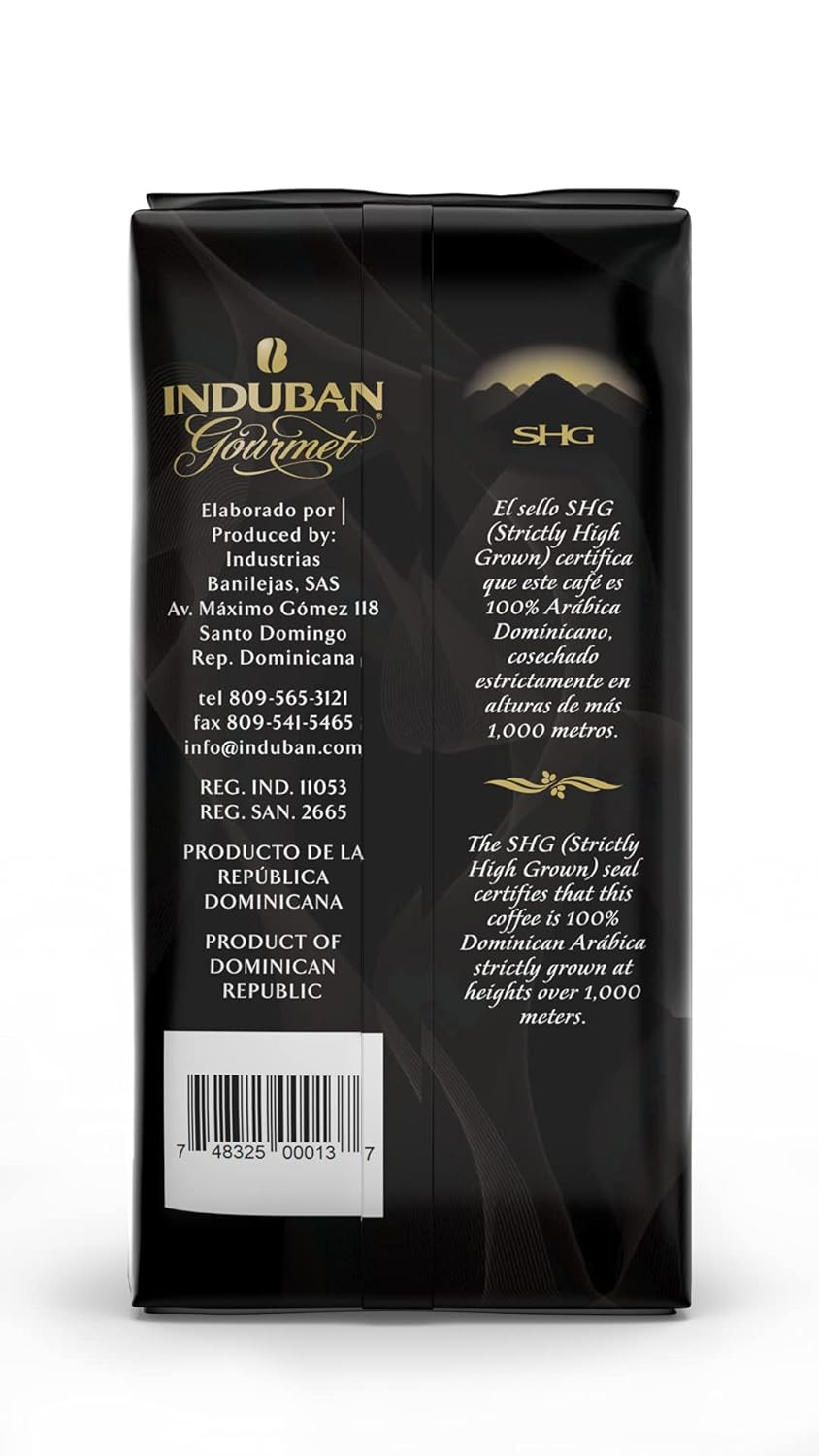 Induban Gourmet, 16 Oz Bag, Whole Bean Coffee, Medium Roast - Premium 100% Arabica Coffee From The Dominican Republic (Pack Of 1)