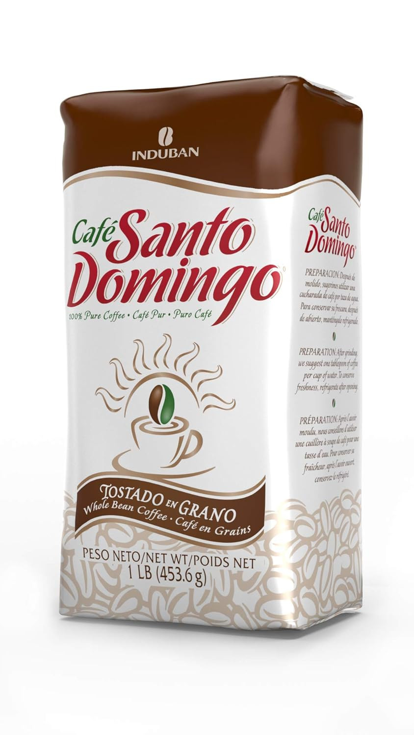 Santo Domingo Coffee, 16 Oz Bag, Whole Bean Coffee, Medium Roast - Product From The Dominican Republic (Pack Of 2)