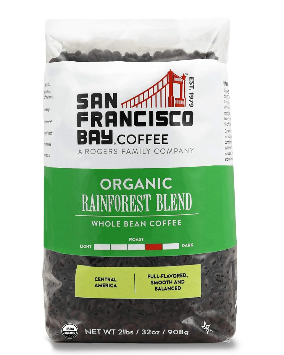 San Francisco Bay Whole Bean Coffee - Organic Rainforest Blend, Medium Dark Roast, 2 Pound (Pack Of 1)