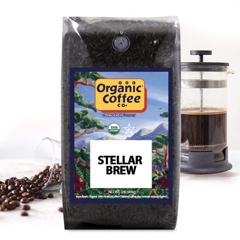 The Organic Coffee Co. Whole Bean Coffee - Steller Brew (2Lb Bag), Medium Roast, Usda Organic