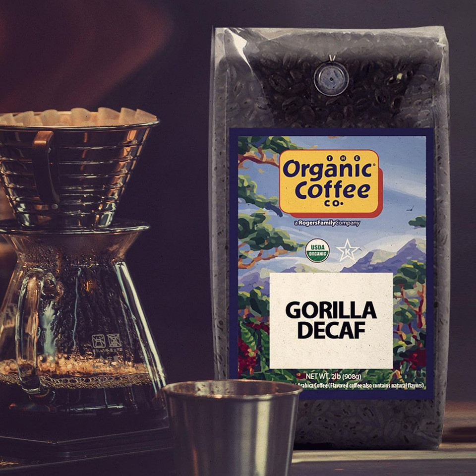 The Organic Coffee Co. Whole Bean Coffee - Gorilla Decaf (2Lb Bag), Medium Roast, Swiss Water Processed, Usda Organic