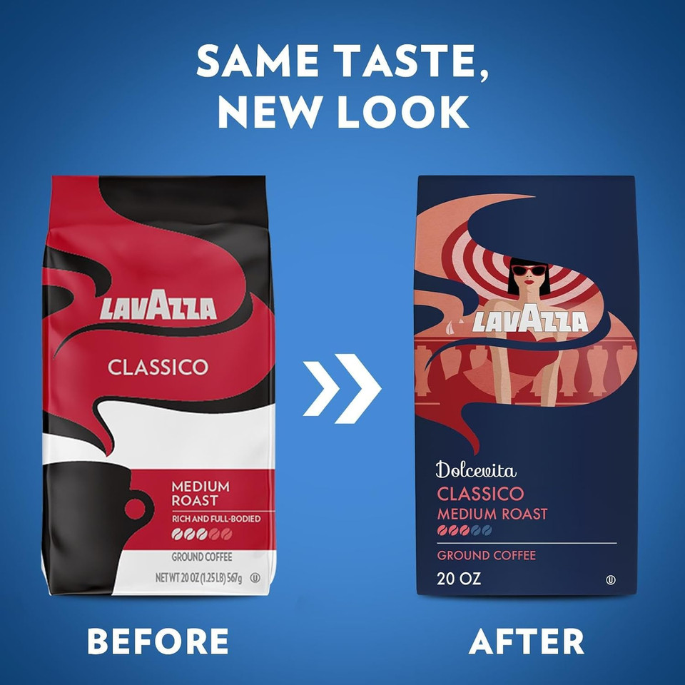 Lavazza Classico Ground Coffee Blend, Medium Roast, Premium Coffee, 100% Arabic, Value Pack, Non Gmo, 20 Ounce (Pack Of 6)