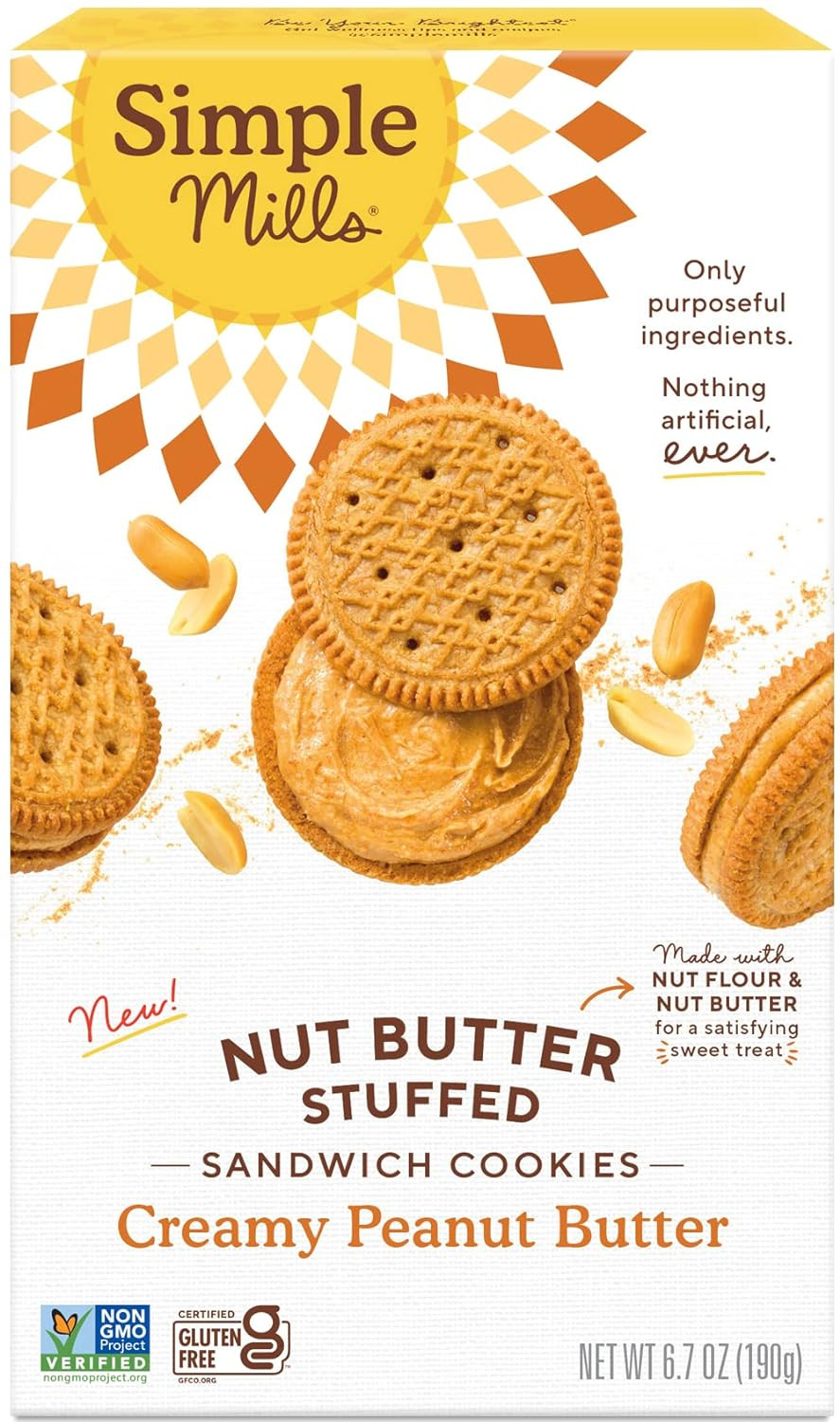 Simple Mills Creamy Peanut Butter Sandwich Cookies - Gluten Free, Vegan, Healthy Snacks, 6.7 Ounce (Pack Of 1)