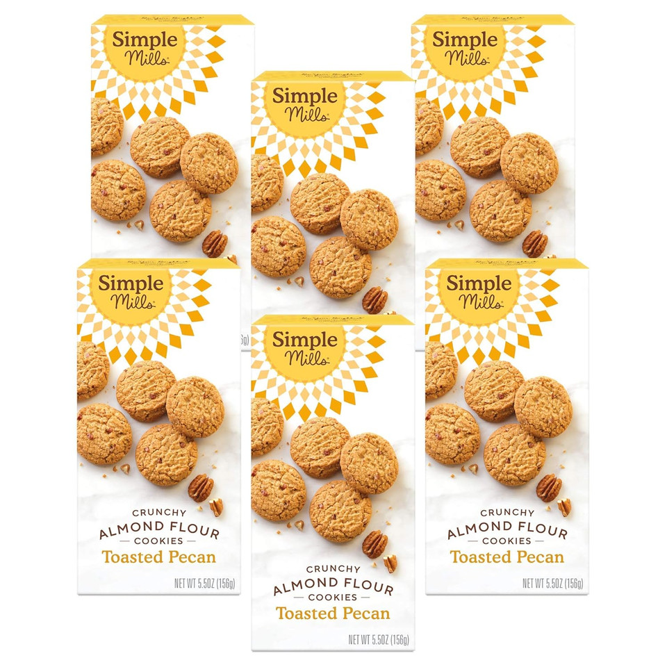 Simple Mills Almond Flour Crunchy Cookies, Toasted Pecan - Gluten Free, Vegan, Healthy Snacks, Made With Organic Coconut Oil, 5.5 Ounce (Pack Of 6)