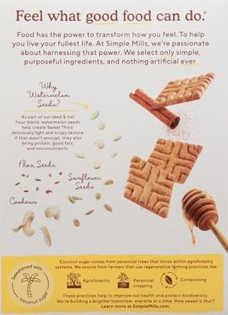 Simple Mills Sweet Thins Cookies, Seed And Nut Flour, Honey Cinnamon - Gluten Free, Paleo Friendly, Healthy Snacks, 4.25 Ounce (Pack Of 1)