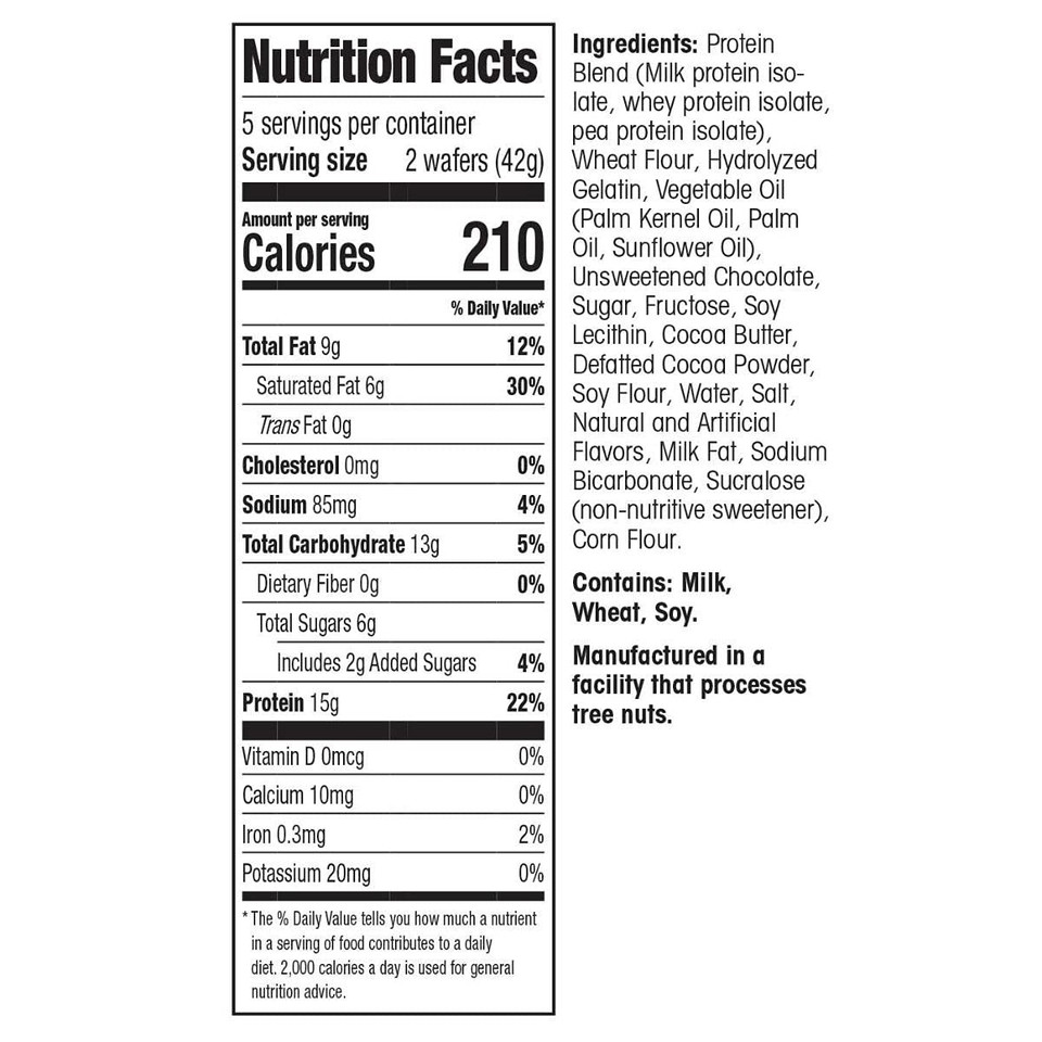Wonderslim Protein Wafer Snack Bar, Chocolate, 210 Calories, 15G Protein, 0Mg Cholesterol (5Ct)