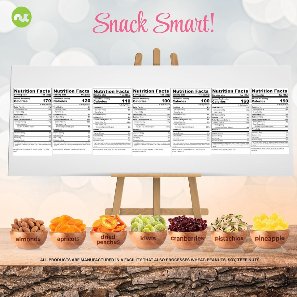 Nut Cravings Gourmet Collection - Easter Dried Fruit Nuts & Candies Gift Basket With Happy Easter Ribbon (7 Piece Assortment) Candy Filled Egg + Bunny Stuffer - Healthy Kosher