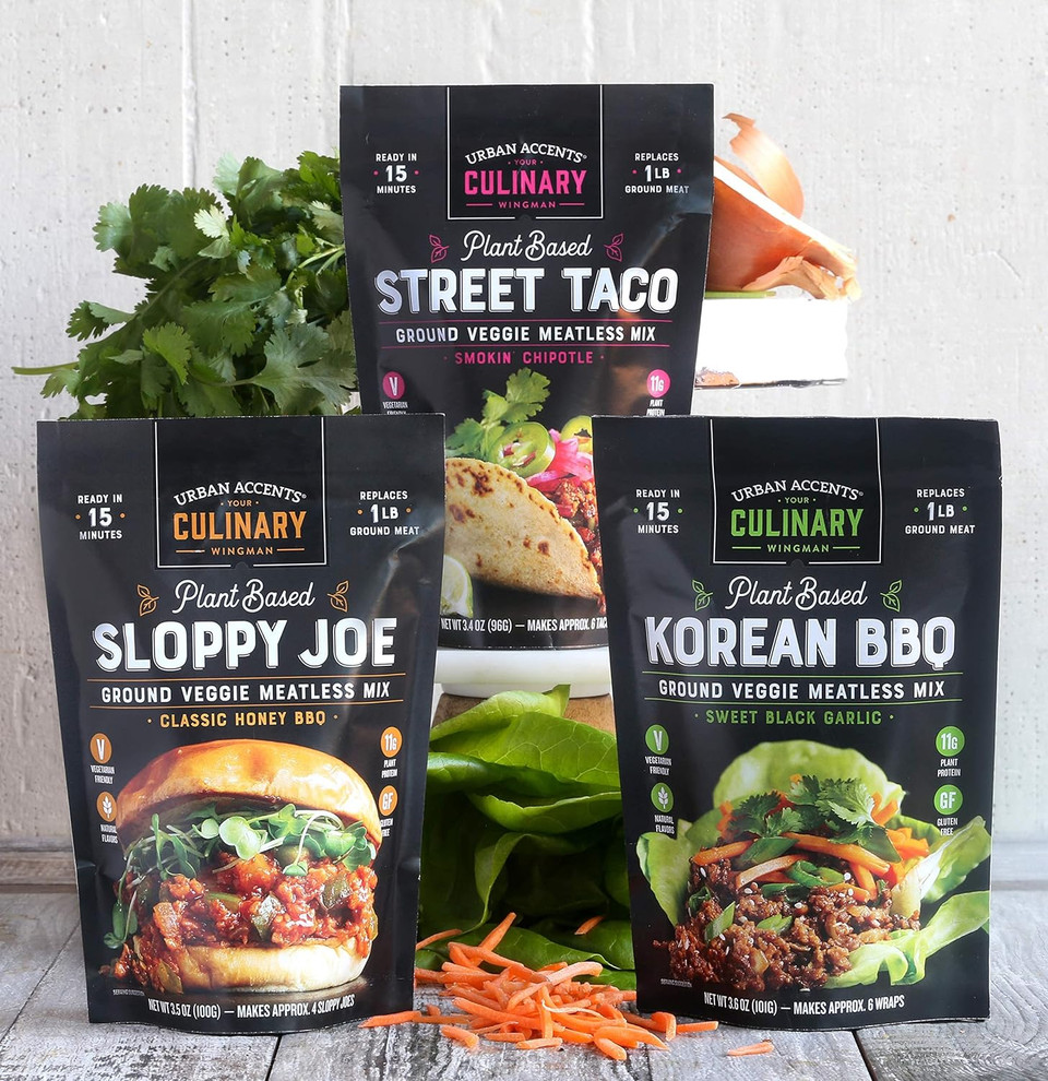 Urban Accents Sloppy Joe Plant Based Meatless Mix  Gluten Free Plant Based Protein & Seasoning Blend, 3-Pack