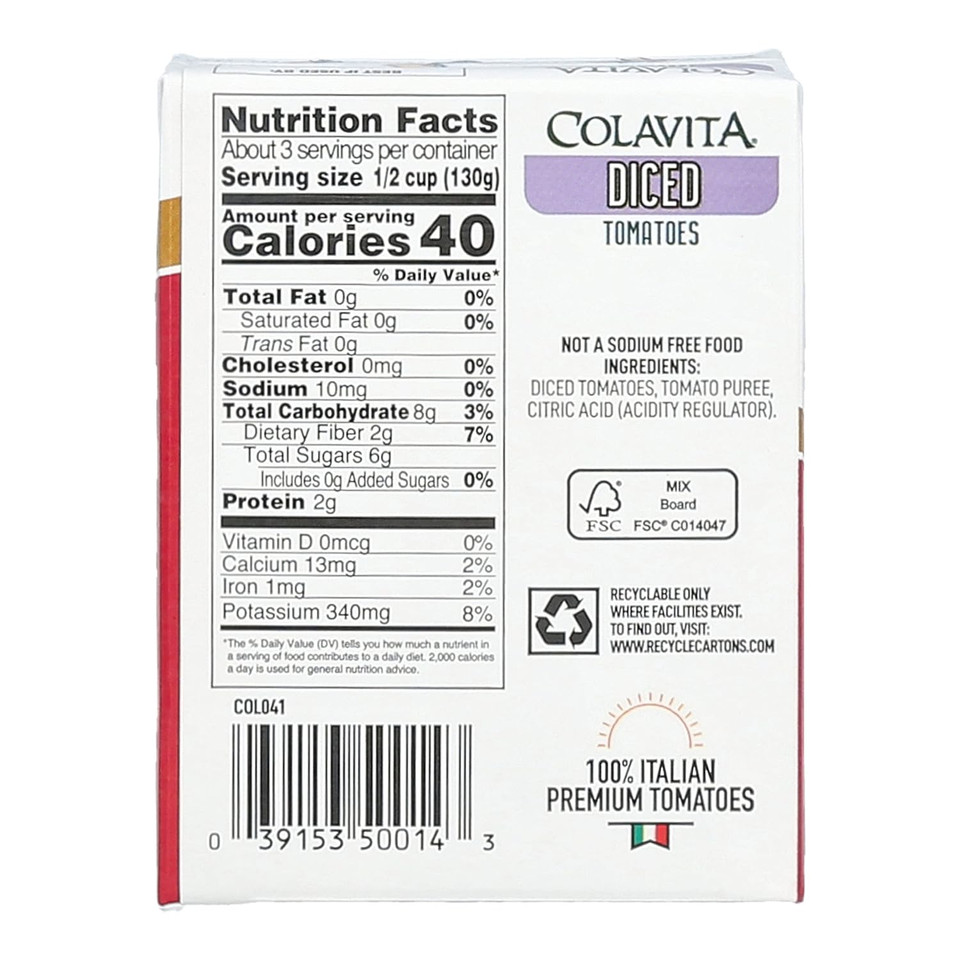 Colavita Recart Tomatoes - Diced, 13.76Oz Recart (Pack Of 16)
