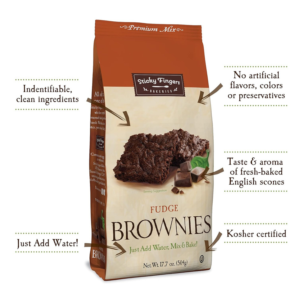 Fudge Brownie Mix By Sticky Fingers Bakeries  Baking Mix For Homemade Chocolate Fudge Brownies, Made With Semi Sweet Chocolate Chips, Makes 16 Brownies Per Pack (6Pk)