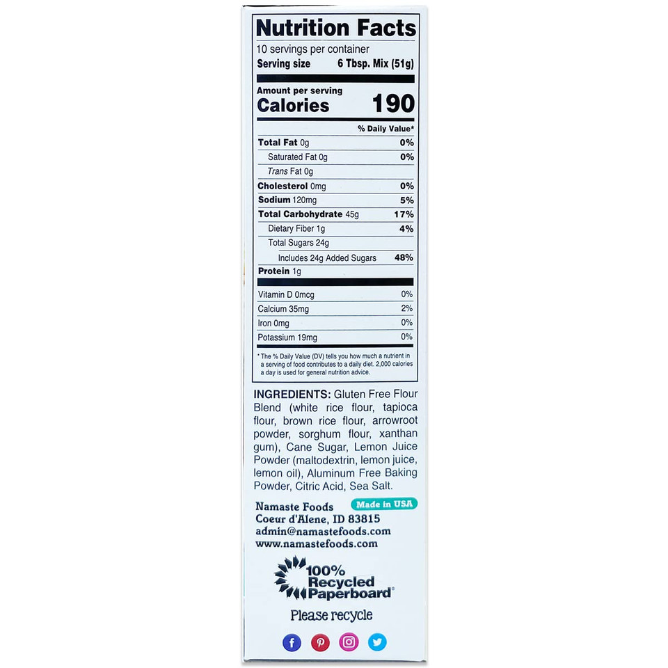 Namaste Foods Gluten Free Lemon Poundcake Mix, 18 Oz