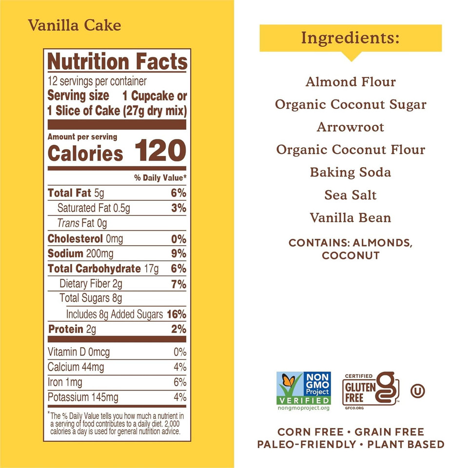 Almond Flour Baking Mix, Vanilla Cupcake & Cake Mix - Gluten Free, Plant Based, Paleo Friendly, 11.5 Ounce (Pack Of 3)