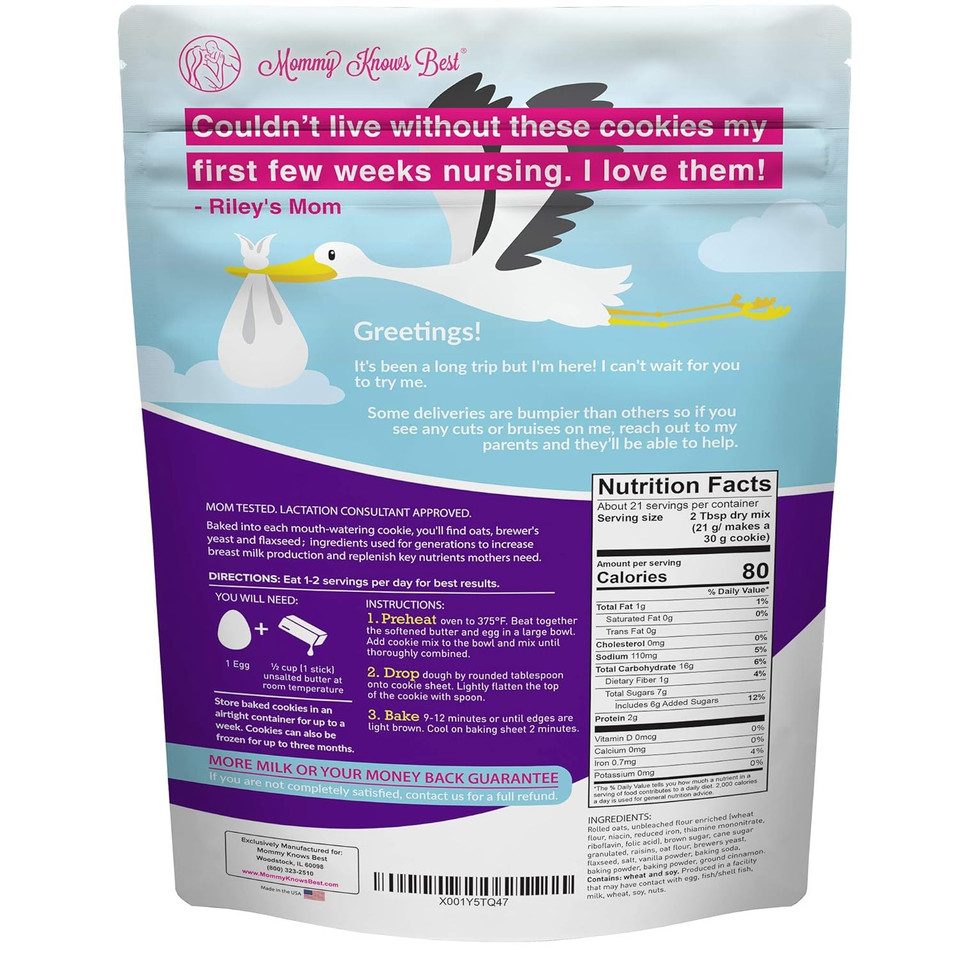 Lactation Cookies Mix - Oatmeal Breastfeeding Cookie Supplement Support For Breast Milk Supply Increase (Cinnamon Raisin, 1 Pound (Pack Of 1))