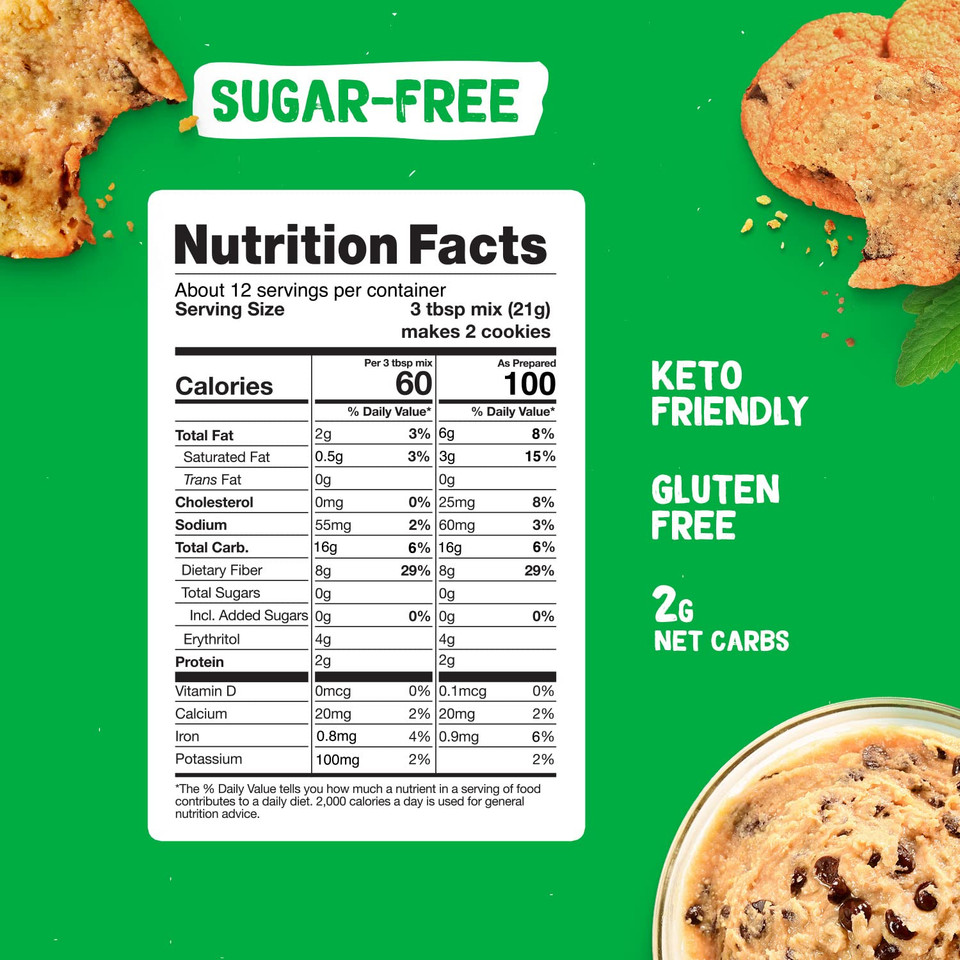 Pyure Chocolate Chip Cookie Mix | Keto Cookies, Sugar Free Cookies, Gluten Free Cookies, Vegan Cookies | 2 Net Carbs Per Cookie | Made With Organic Plant-Based Ingredients | 9 Oz