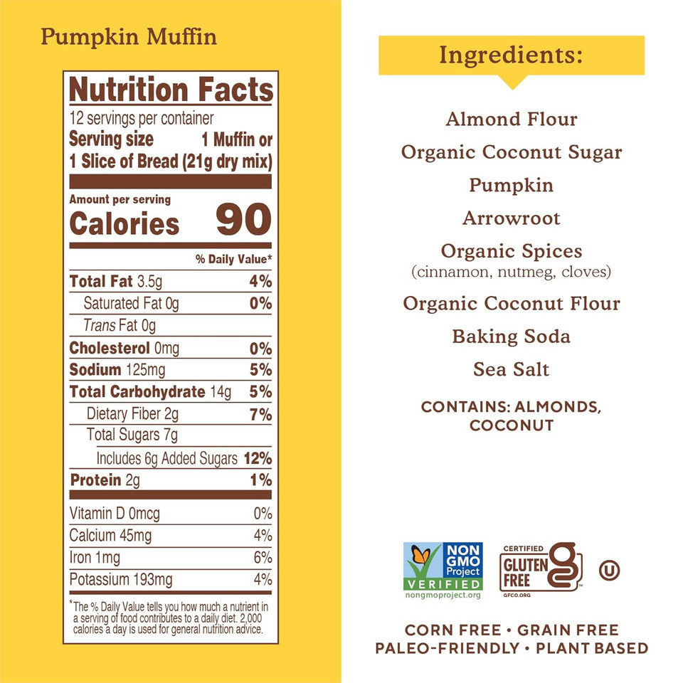 Simple Mills Almond Flour Baking Mix, Pumpkin Muffin & Bread Mix - Gluten Free, Plant Based, Paleo Friendly, 9 Ounce (Pack Of 3)