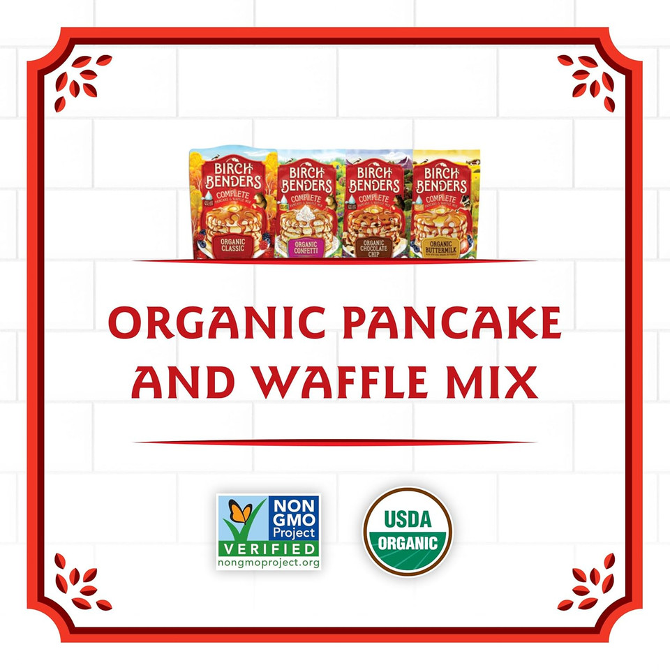 Birch Benders Organic Classic Pancake And Waffle Mix, 16 Oz (Pack Of 4) With By The Cup Swivel Spoons