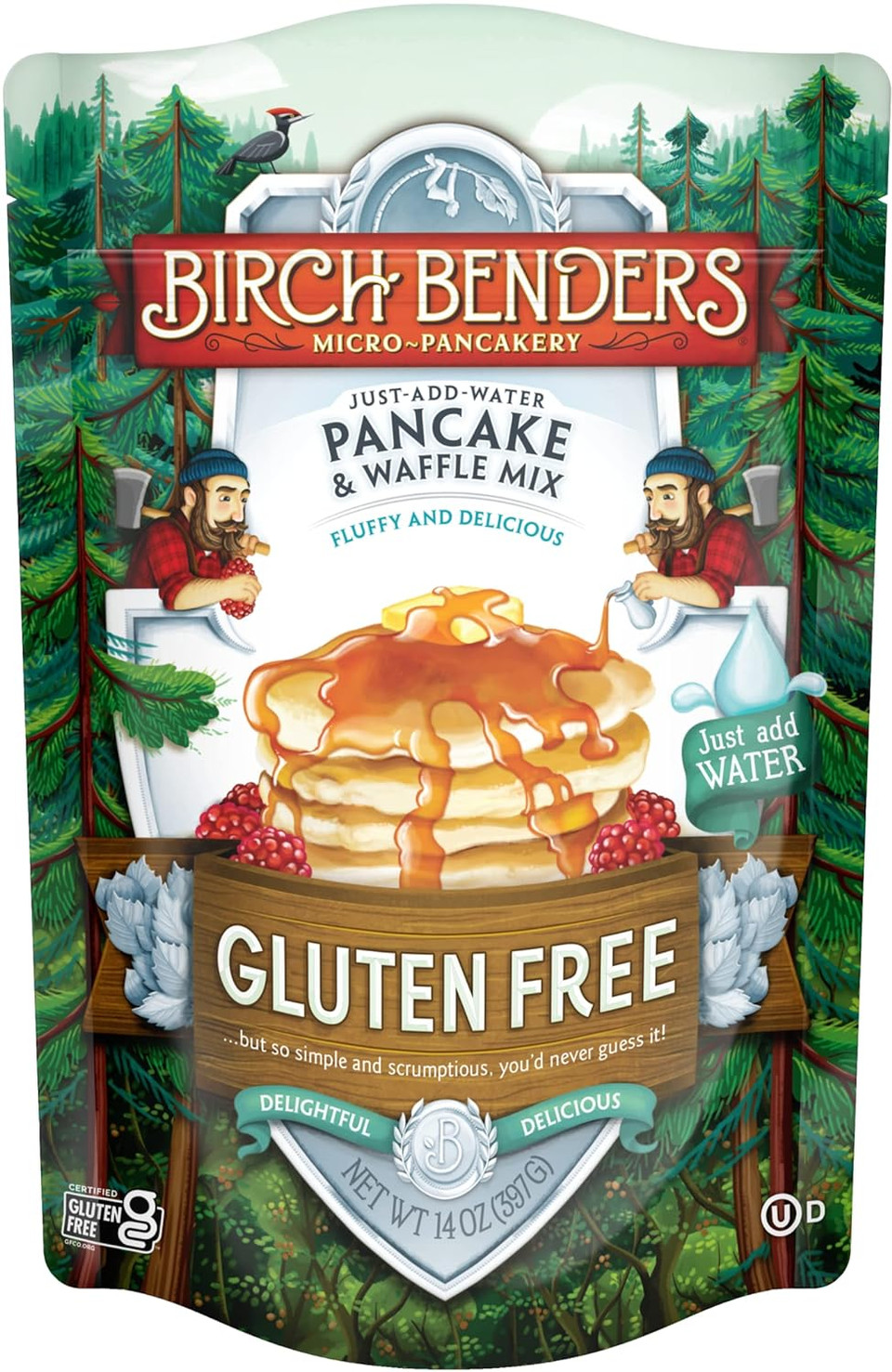 Birch Benders Gluten Free Pancake And Waffle Mix, 14 Oz (Pack Of 2) With By The Cup Swivel Spoons
