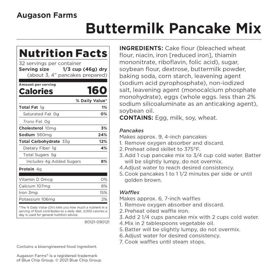 Augason Farms Buttermilk Pancake Mix 3 Lbs 4 Oz #10 Can