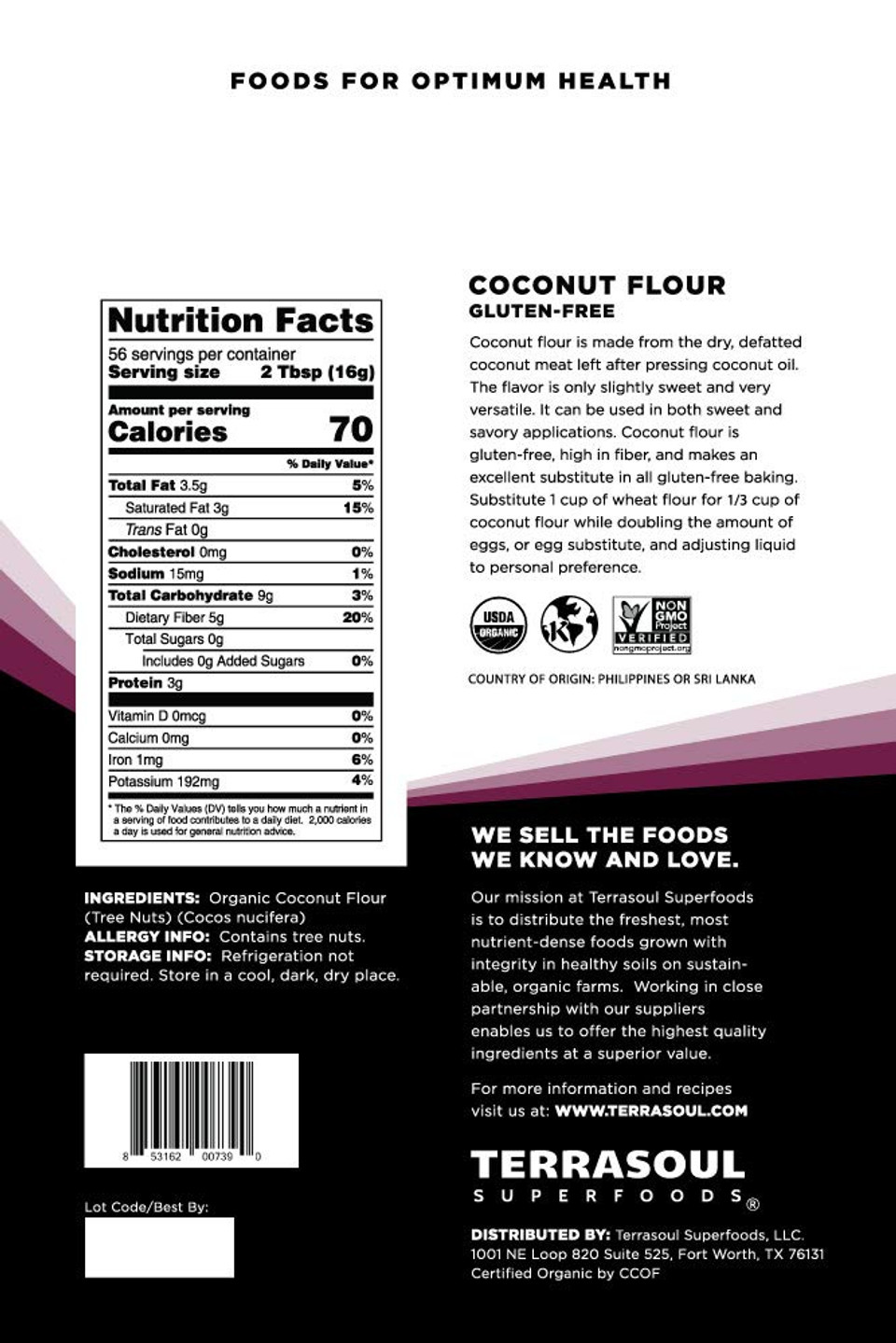 Terrasoul Superfoods Organic Coconut Flour, 6 Lbs (3 Pack) - Gluten-Free | Unrefined | Fine Texture | Premium Quality