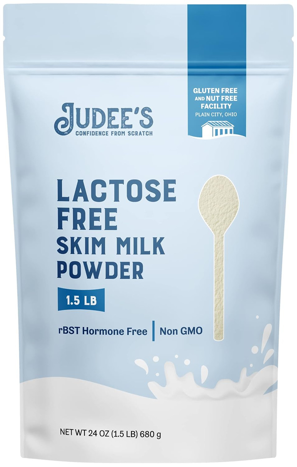 Judeeã¢ÂS Lactose Free Skim Milk Powder 1.5 Lb (24 Oz) - 100% Non-Gmo And Rbst Hormone-Free - Low Carb - Gluten-Free And Nut-Free - Made From Real Dairy - Great For Reconstituting And Baking
