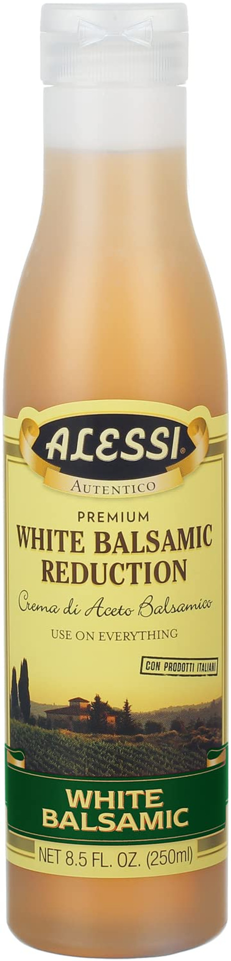 Alessi Balsamic Vinegar Reduction, Autentico From Italy, Ideal On Caprese Salad, Fruits, Cheeses, Meats, Marinades, White Balsamic (White Balsamic, 8.5 Fl Oz (Pack Of 1))