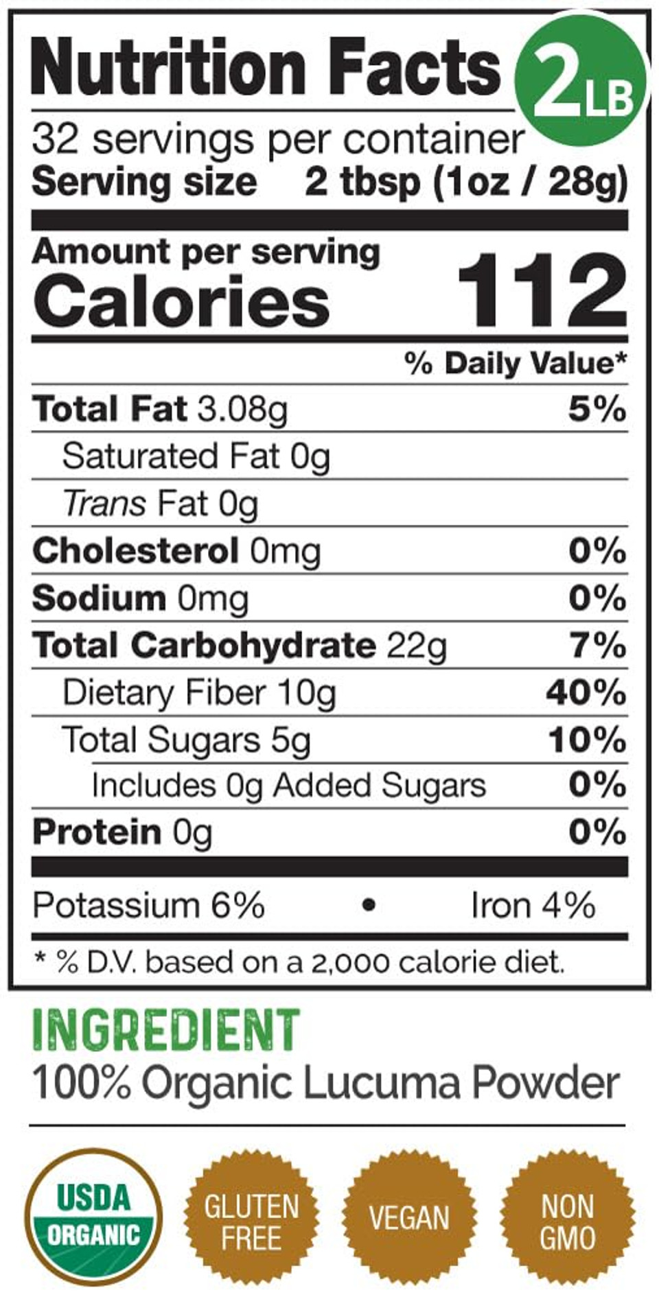 Herbazest Lucuma Powder (2 Lb) - Usda Certified Organic  Vegan, Non-Gmo & Gluten Free - Delicious, Fiber Packed & Tasty Addition To Smoothies, Desserts, Ice Cream & More