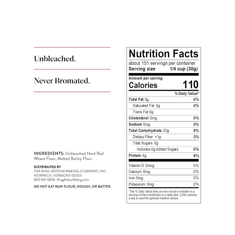 King Arthur, All Purpose Unbleached Flour, Non-Gmo Project Verified, Certified Kosher, No Preservatives, 10 Pounds