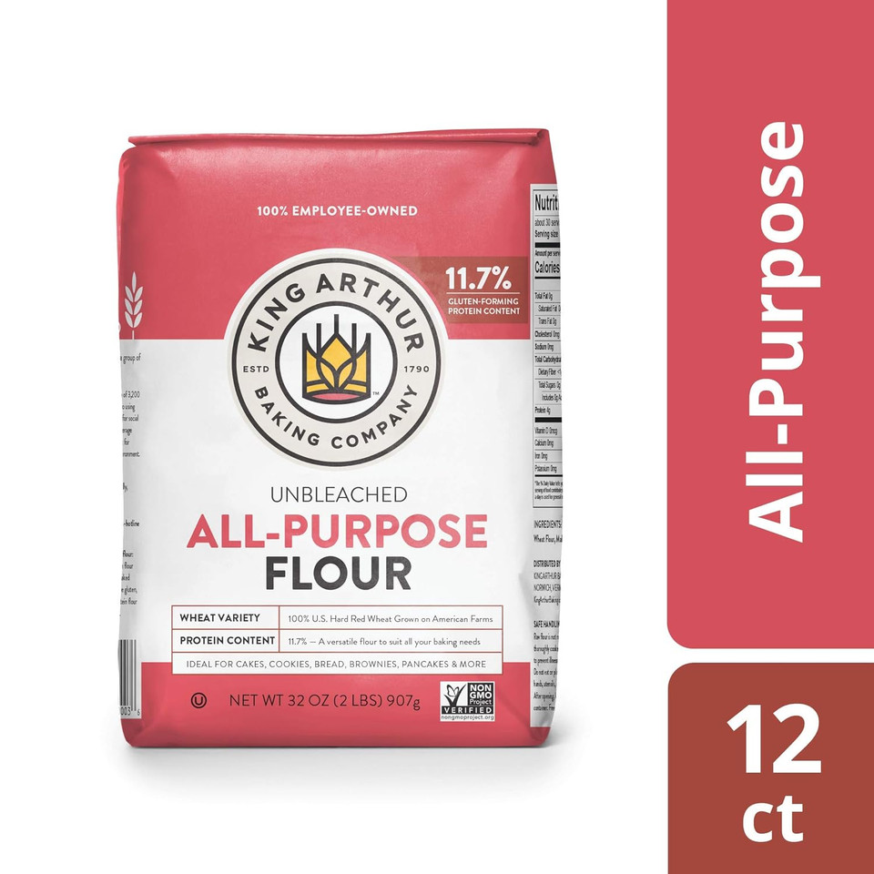 King Arthur, All Purpose Unbleached Flour, Non-GMO Project Verified, Certified Kosher, No Preservatives, 2 Pounds (Pack of 12)