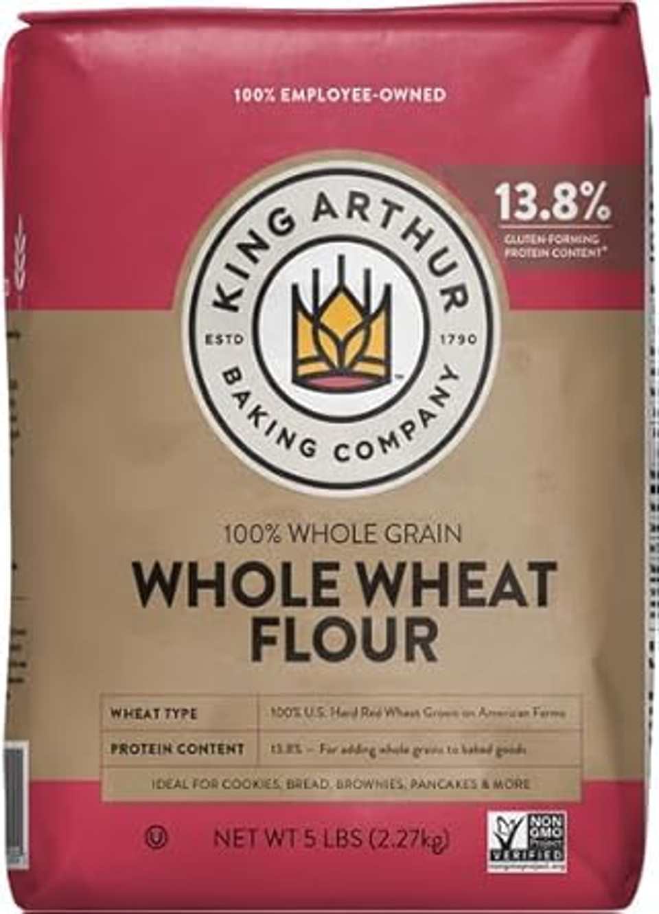 King Arthur, 100% Whole Wheat Flour, 100% Whole Grain, Non-Gmo Project Verified, Certified Kosher, 5 Pounds