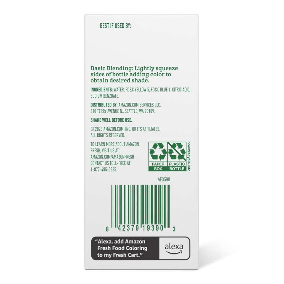 Amazon Fresh, Green Food Coloring, 1 Fl Oz (Previously Happy Belly, Packaging May Vary)