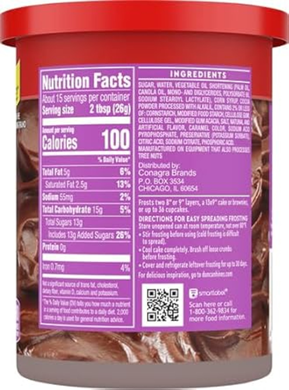 Duncan Hines Whipped Frosting Chocolate, 14 Oz Tub