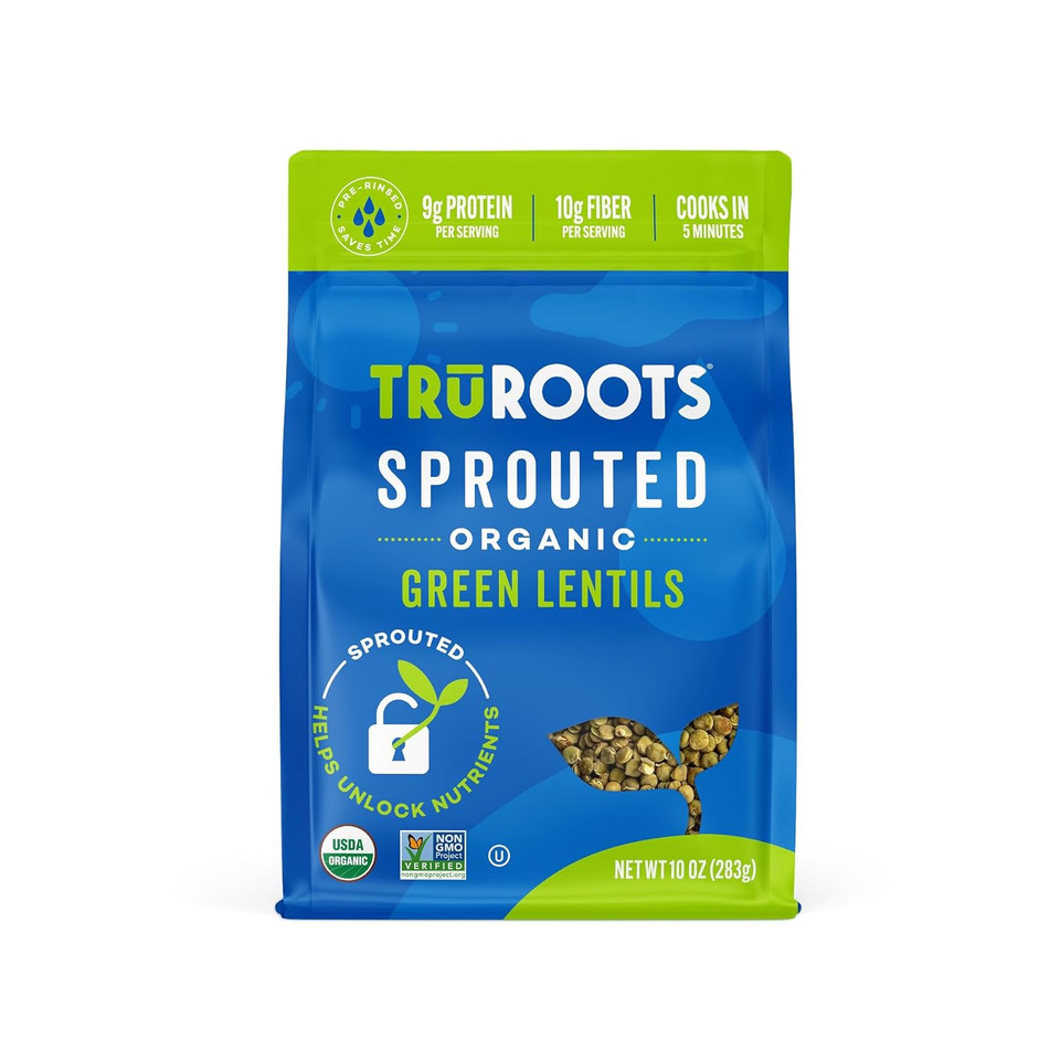 Truroots Organic Sprouted Green Lentils, 10 Ounces, Certified Usda Organic, Non-Gmo Project Verified Truroots Organic Sprouted Green Lentils, 10 Ounces, Certified Usda Organic, Non-Gmo Project Verified