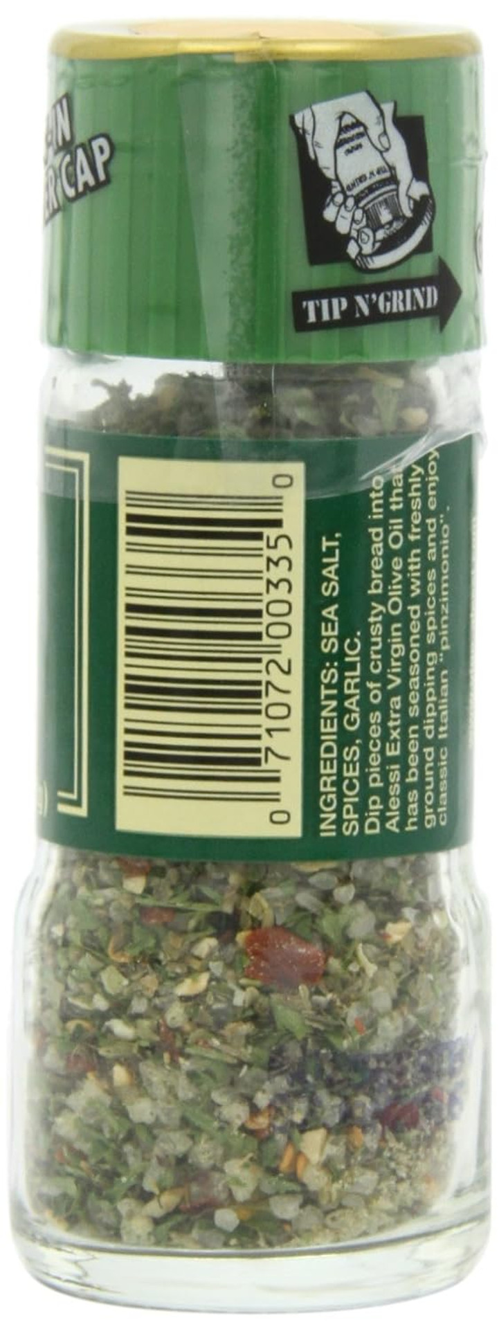 Alessi Herb & Seasoning Grinder, Dipping Spices For Olive Oil, Tip N' Grind (Garlic, 0.76 Ounce (Pack Of 4))