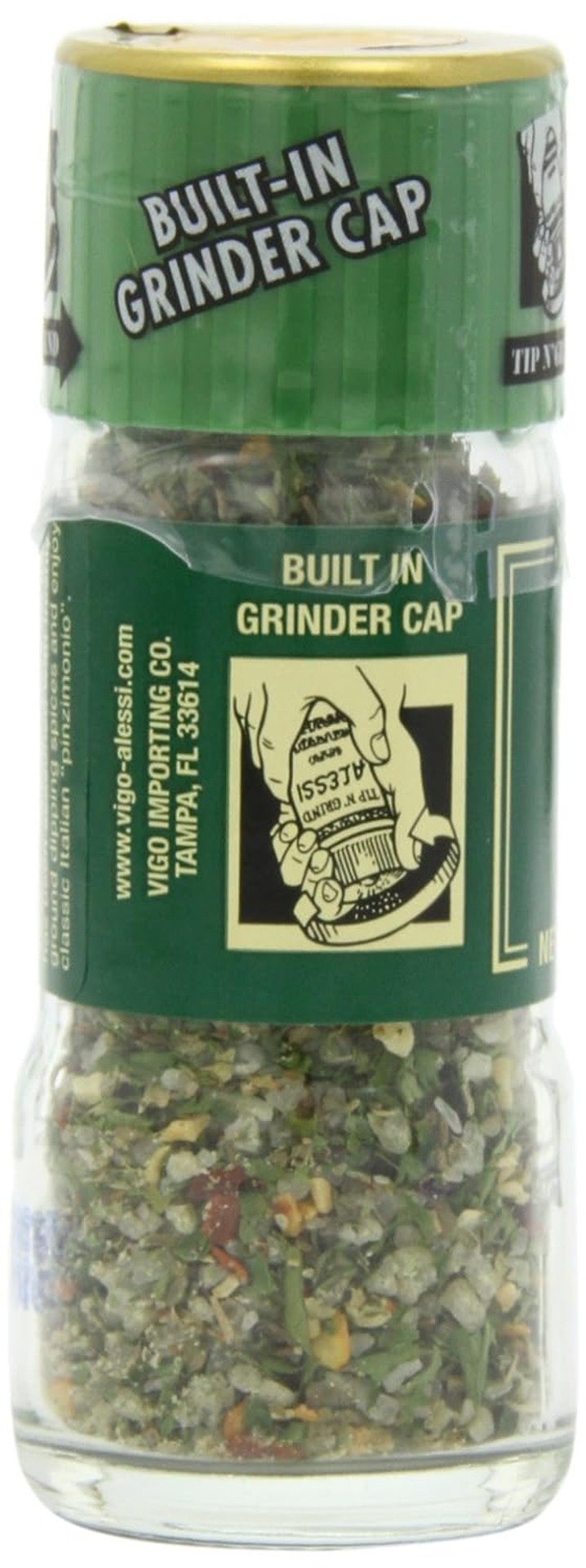 Alessi Herb & Seasoning Grinder, Dipping Spices For Olive Oil, Tip N' Grind (Garlic, 0.76 Ounce (Pack Of 4))