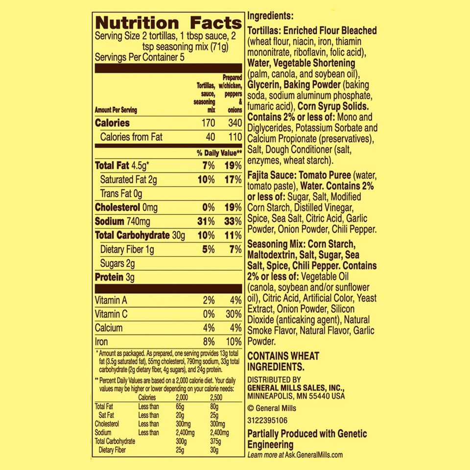 Old El Paso Fajita Dinner Kit With Flour Tortillas, Mild Fajita Sauce & Seasoning Mix, 12.5 Oz