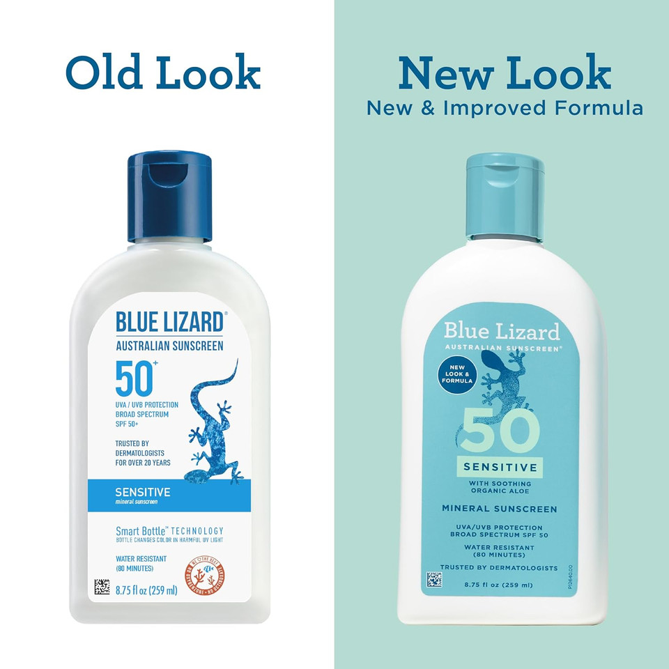 Blue Lizard Sensitive Mineral Sunscreen With Zinc Oxide, Spf 50+, Water Resistant, Uva/Uvb Protection With Smart Cap Technology - Fragrance Free, 3 Oz. Tube Blue Lizard Sensitive Mineral Sunscreen With Zinc Oxide, Spf 50+, Water Resistant, Uva/Uvb Protection With Smart Cap Technology - Fragrance Free, 3 Oz. Tube