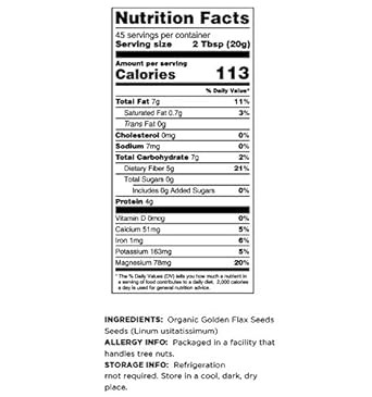 Terrasoul Superfoods Organic Golden Flax Seeds, 2 Lbs - Fiber | Protein | Omega Fats