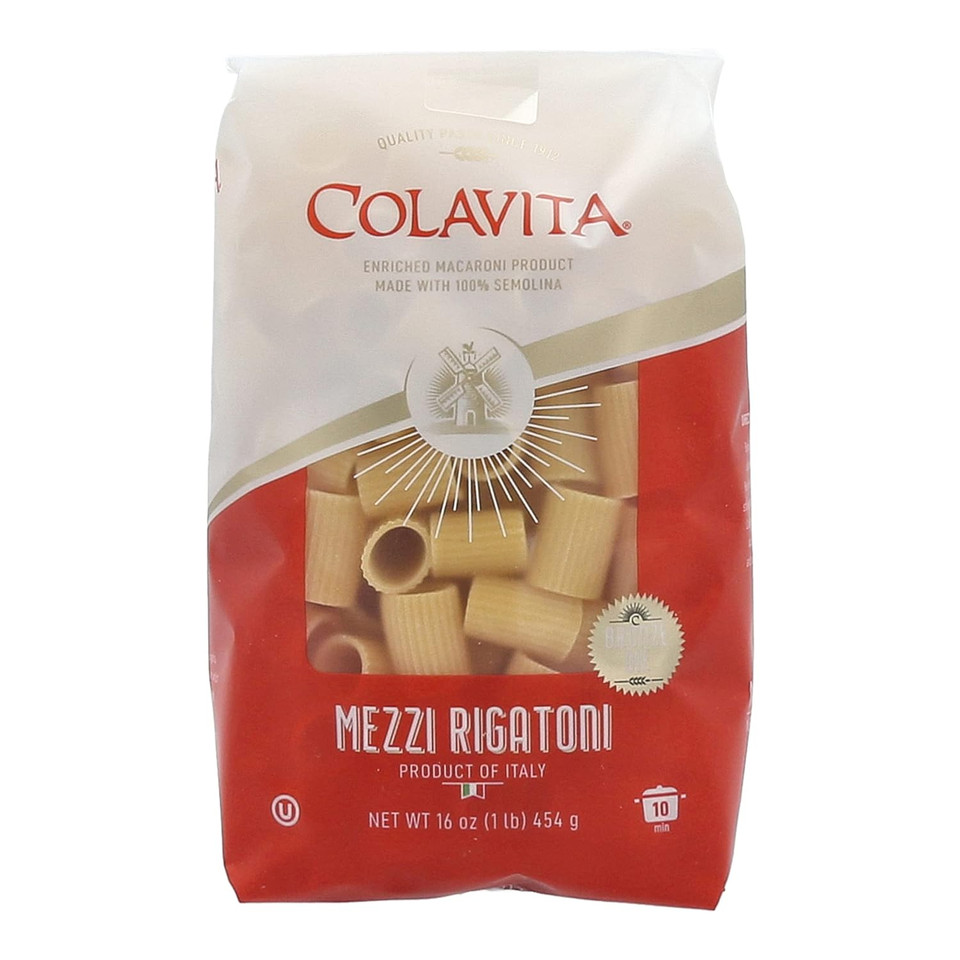 Colavita Pasta - Mezzi Rigatoni, 1 Pound - Pack Of 20