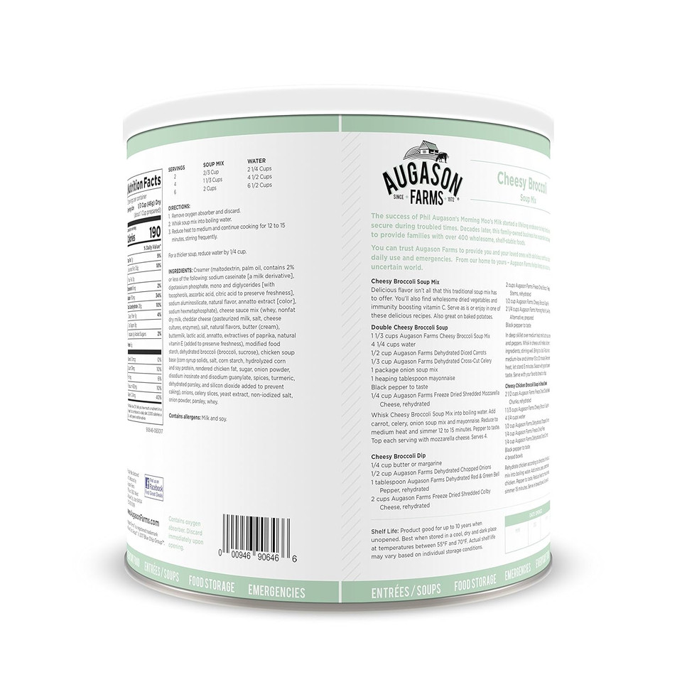 Augason Farms Cheesy Broccoli Soup Mix Can, 54 Oz